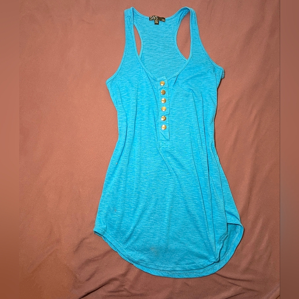 2000s Light Sleeveless Tank with Snap Buttons